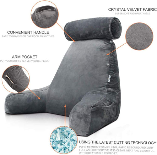 Southern Chic Reading Pillow with Arms – Backrest Support Cushion for Bed & Couch