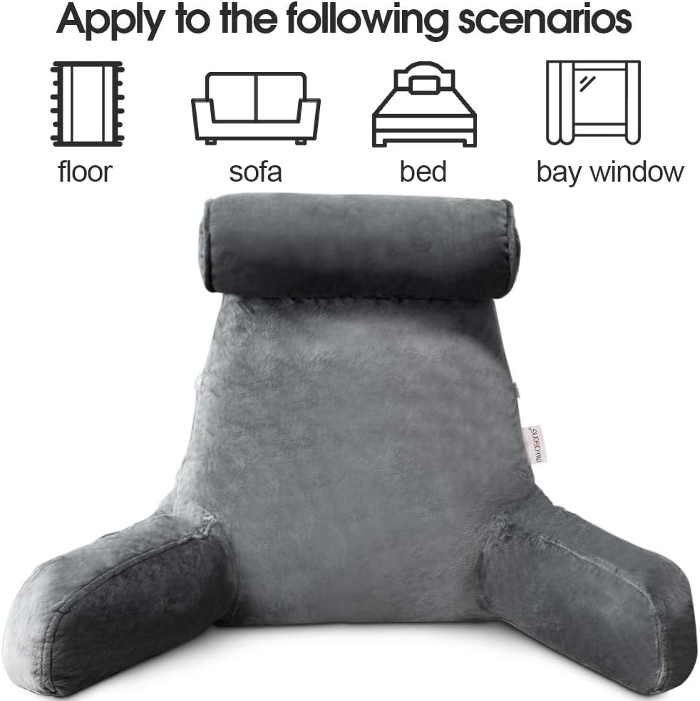 Southern Chic Reading Pillow with Arms – Backrest Support Cushion for Bed & Couch