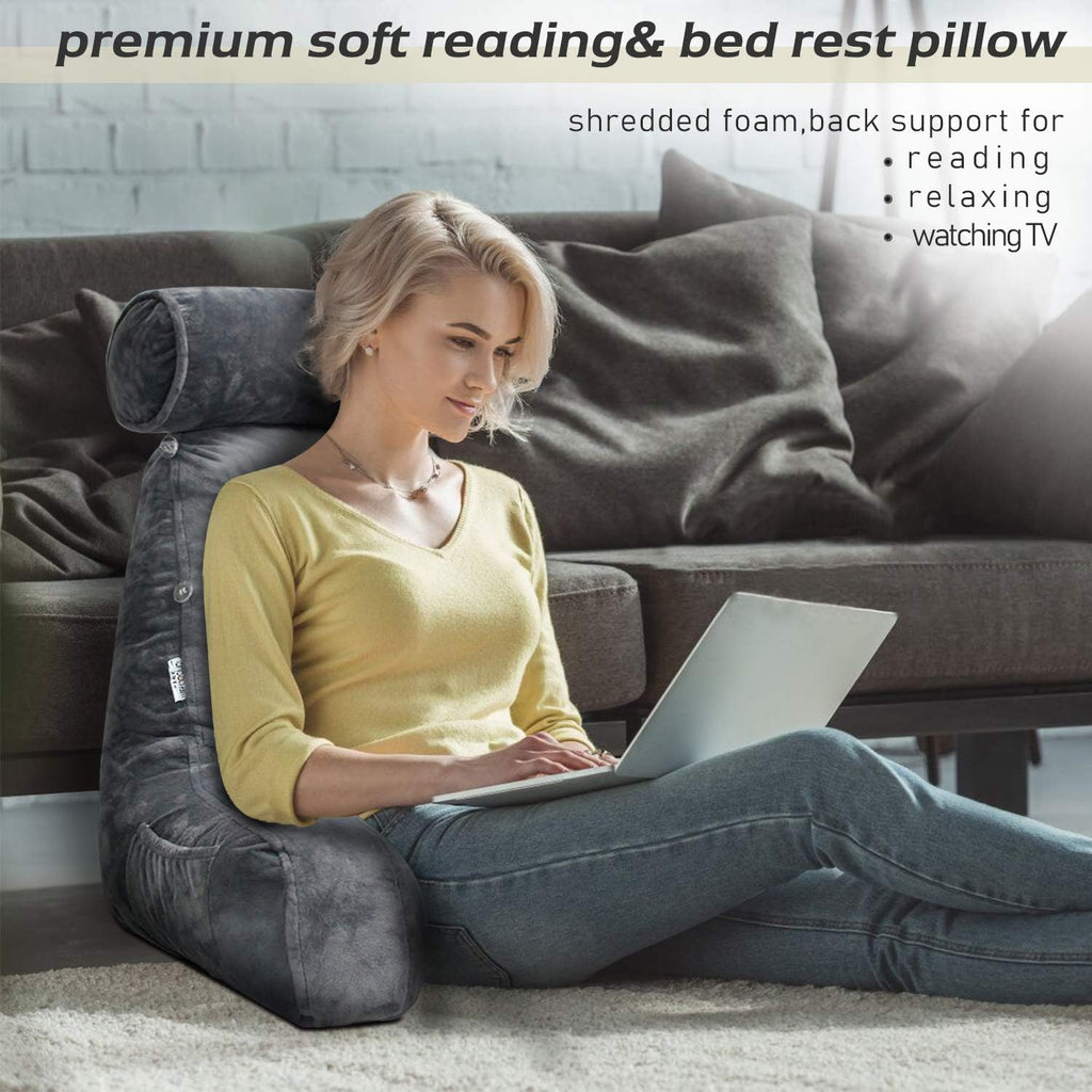 Southern Chic Reading Pillow with Arms – Backrest Support Cushion for Bed & Couch