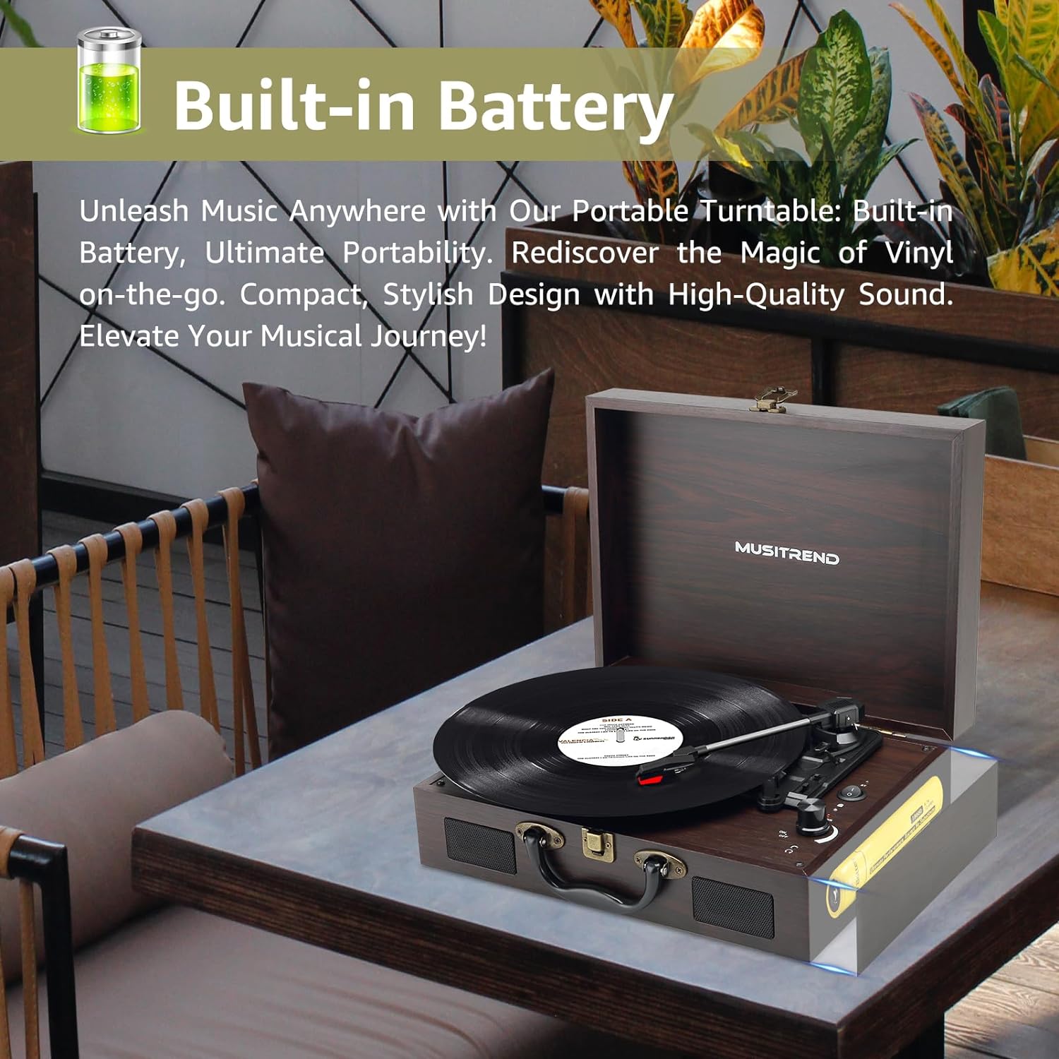 Southern Chic Vinyl Vintage Suitcase-Style Turntable Record Player