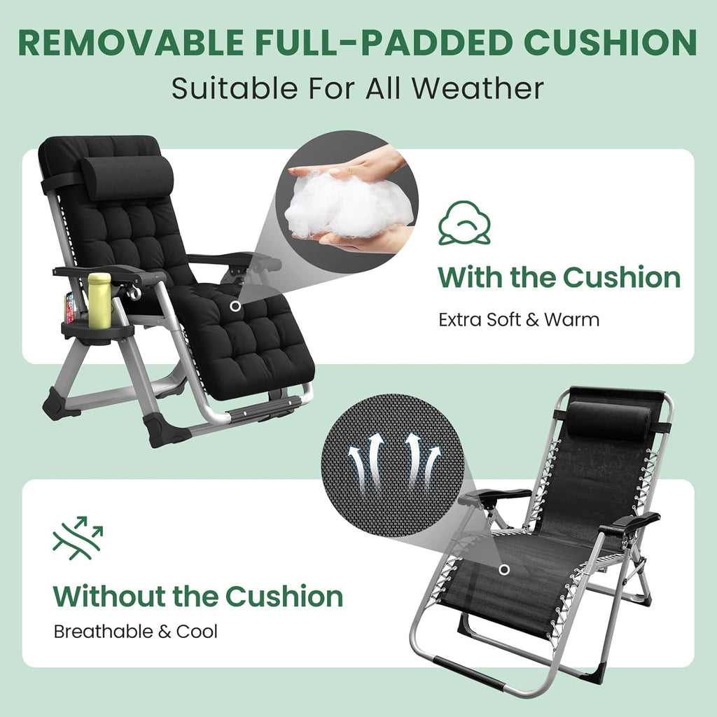 Southern Chic Reclining Outdoor Chair for Seniors – Adjustable Folding Lounger, Holds 500 LB
