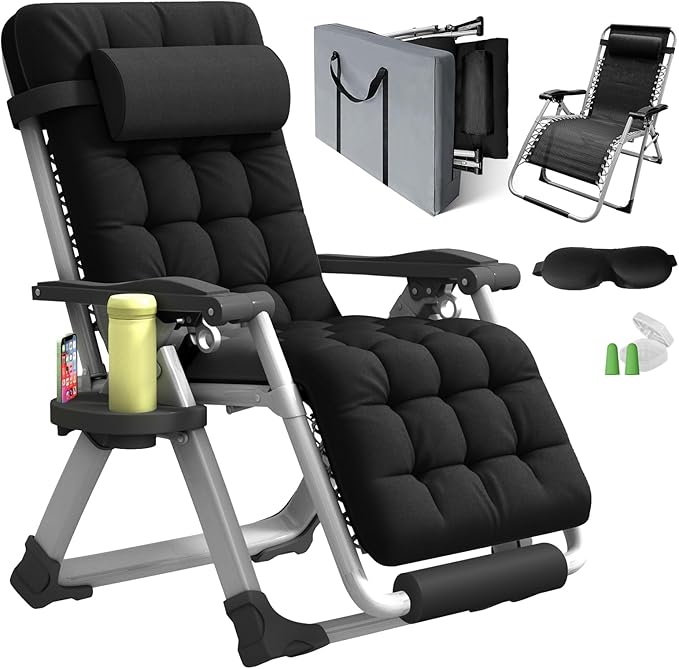 Southern Chic Reclining Outdoor Chair for Seniors – Adjustable Folding Lounger, Holds 500 LB