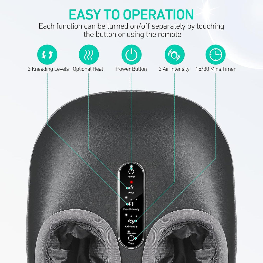 Southern Chic Shiatsu Foot Massager with Heat – Kneading, Vibration & Air Compression for Deep Tissue Relief