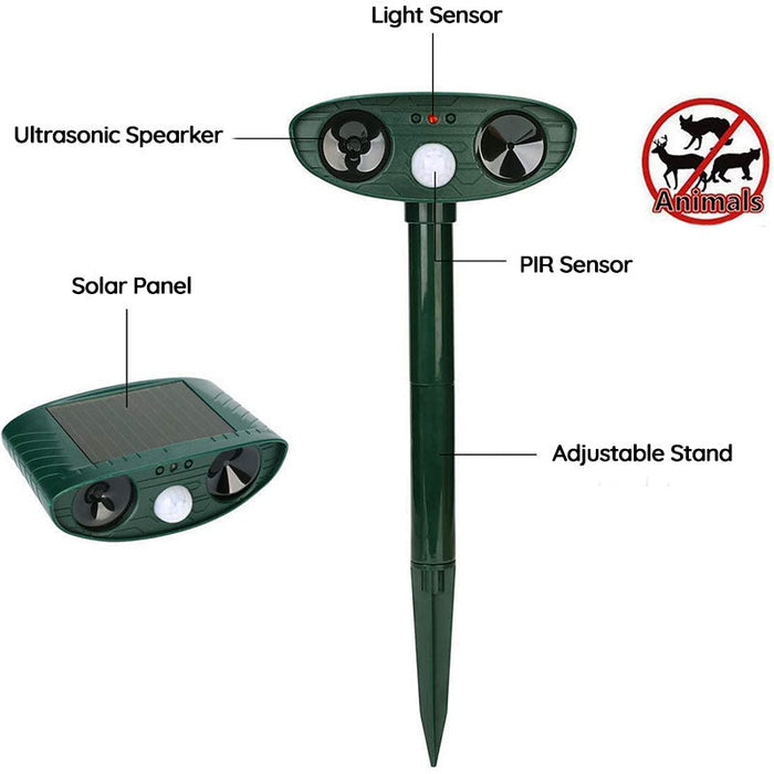 Southern Chic Solar Ultrasonic Fox Deterrent – Motion-Activated Animal Repeller for Garden, Lawn & Outdoor