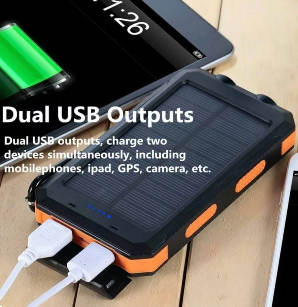 Southern Chic Solar Power Bank – 500000mAh Portable Waterproof Outdoor Charger with Dual USB & LED Light