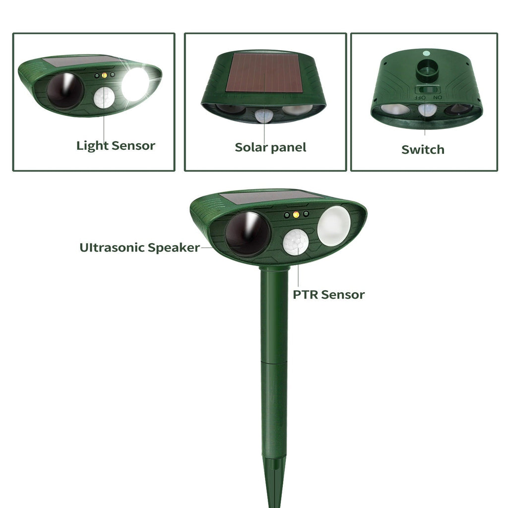 Southern Chic Solar Powered Ultrasonic Deer Repellent – Motion Sensor Animal Deterrent for Garden, Lawn & Yard Protection