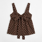 Sweet Southern Chic Women's Coffee Brown Square Neck Polka Dot Camisole Top