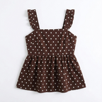 Sweet Southern Chic Women's Coffee Brown Square Neck Polka Dot Camisole Top