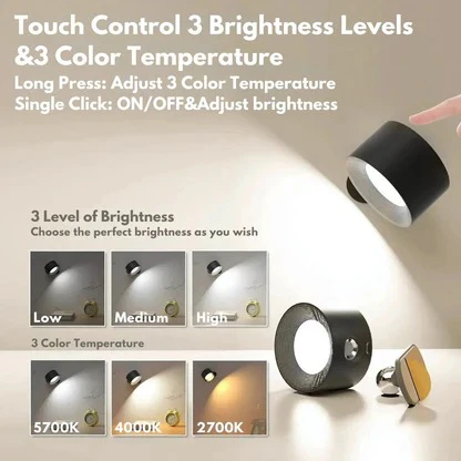 Southern Chic Rechargeable Wall Light with 360° Rotation