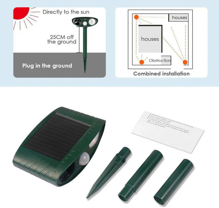 Southern Chic Solar-Powered Rabbit Repeller – Ultrasonic Humane Pest Deterrent