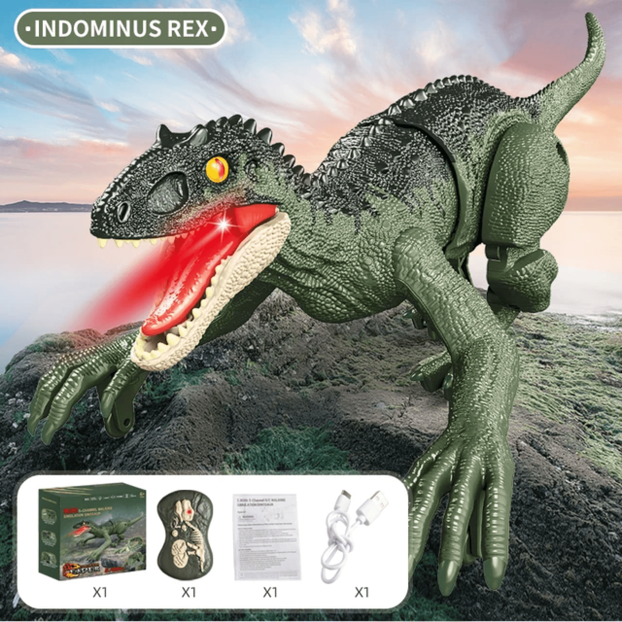 Southern Chic Remote Control Dinosaur Toy – Realistic RC Velociraptor T-Rex with Sounds, Lights & Movements