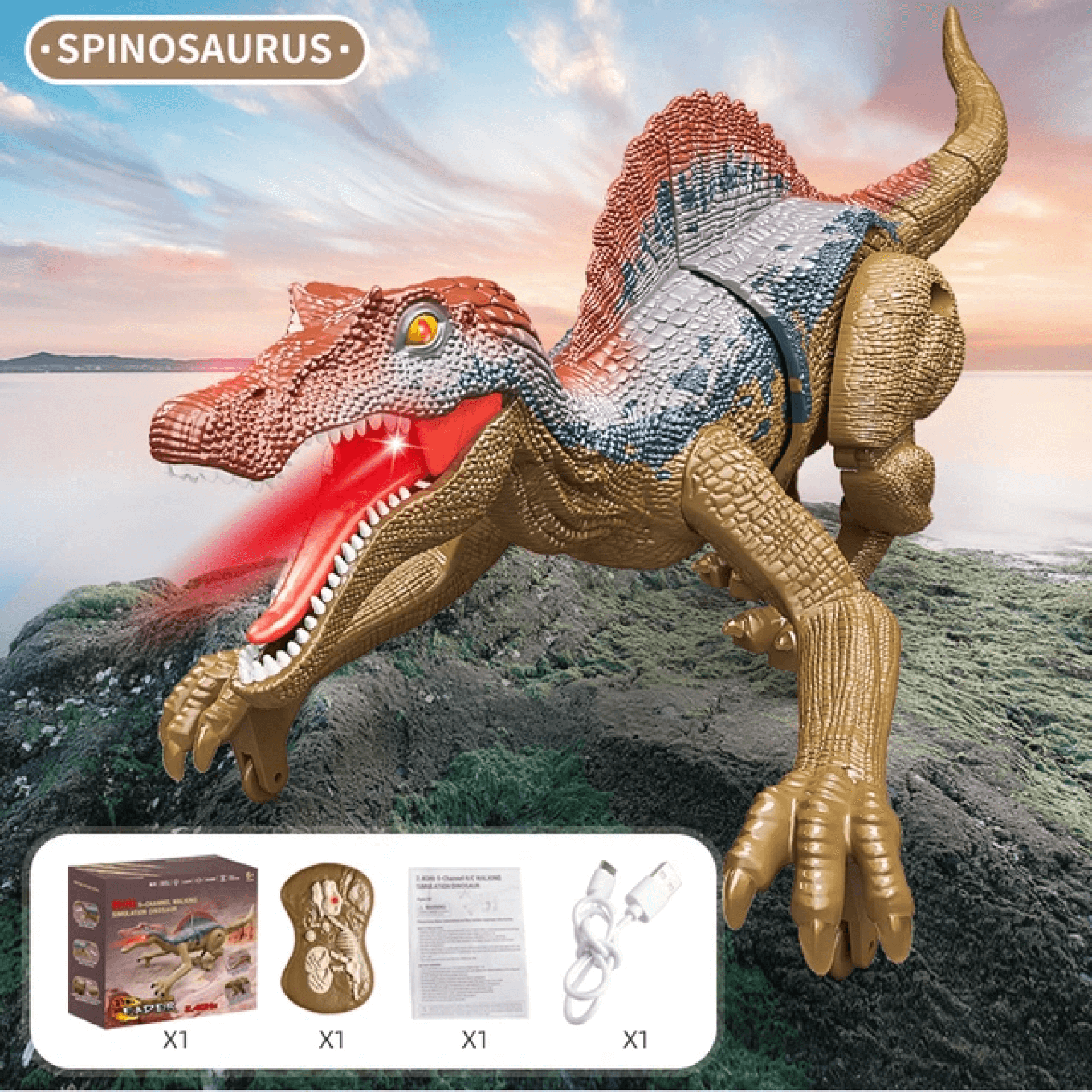 Southern Chic Remote Control Dinosaur Toy – Realistic RC Velociraptor T-Rex with Sounds, Lights & Movements