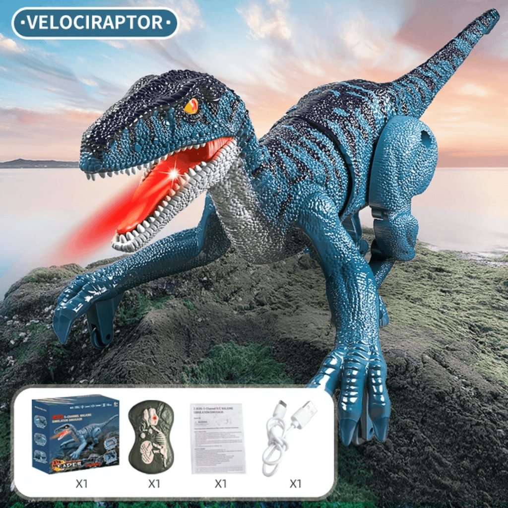 Southern Chic Remote Control Dinosaur Toy – Realistic RC Velociraptor T-Rex with Sounds, Lights & Movements