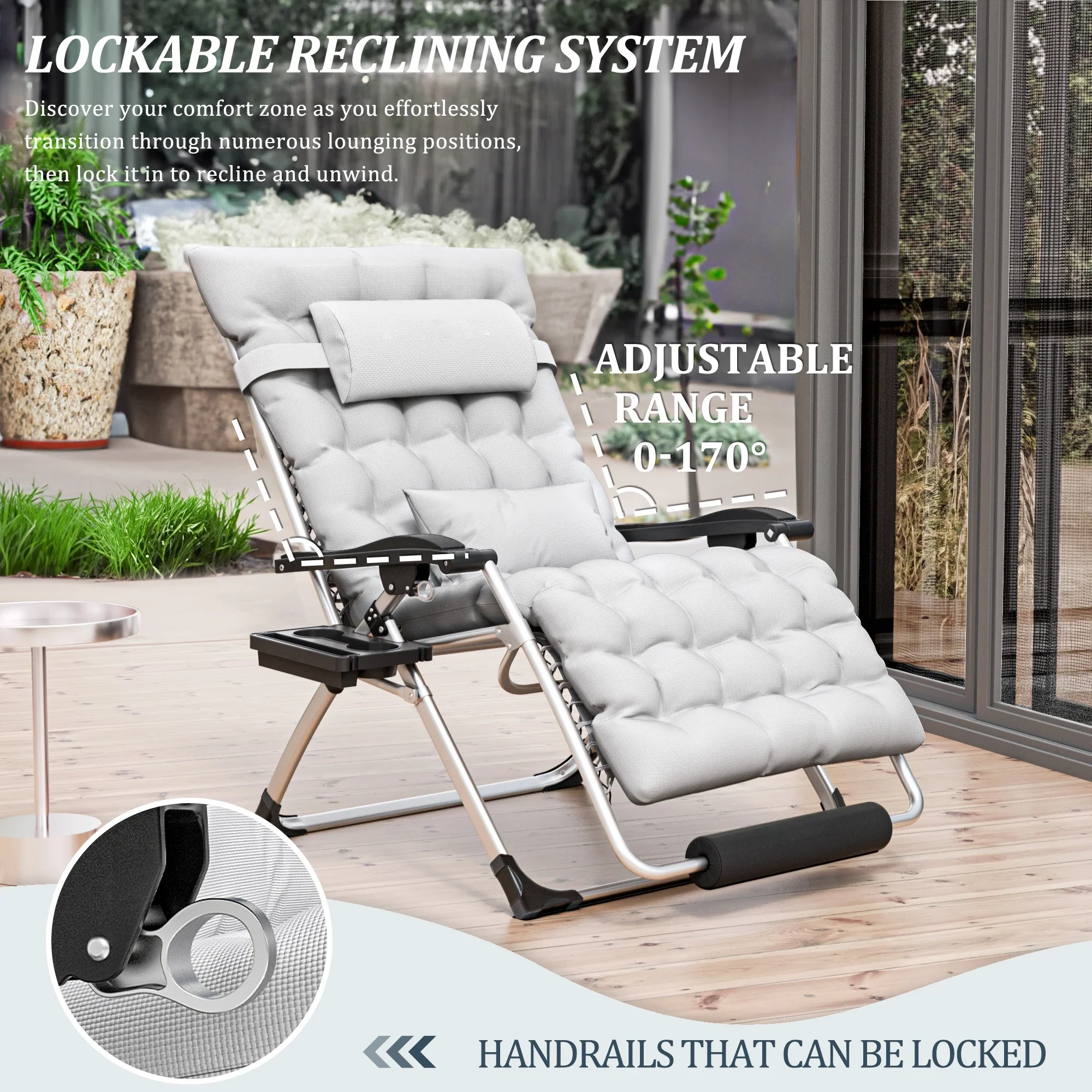 Southern Chic Reclining Outdoor Chair for Seniors – Adjustable Folding Lounger, Holds 500 LB