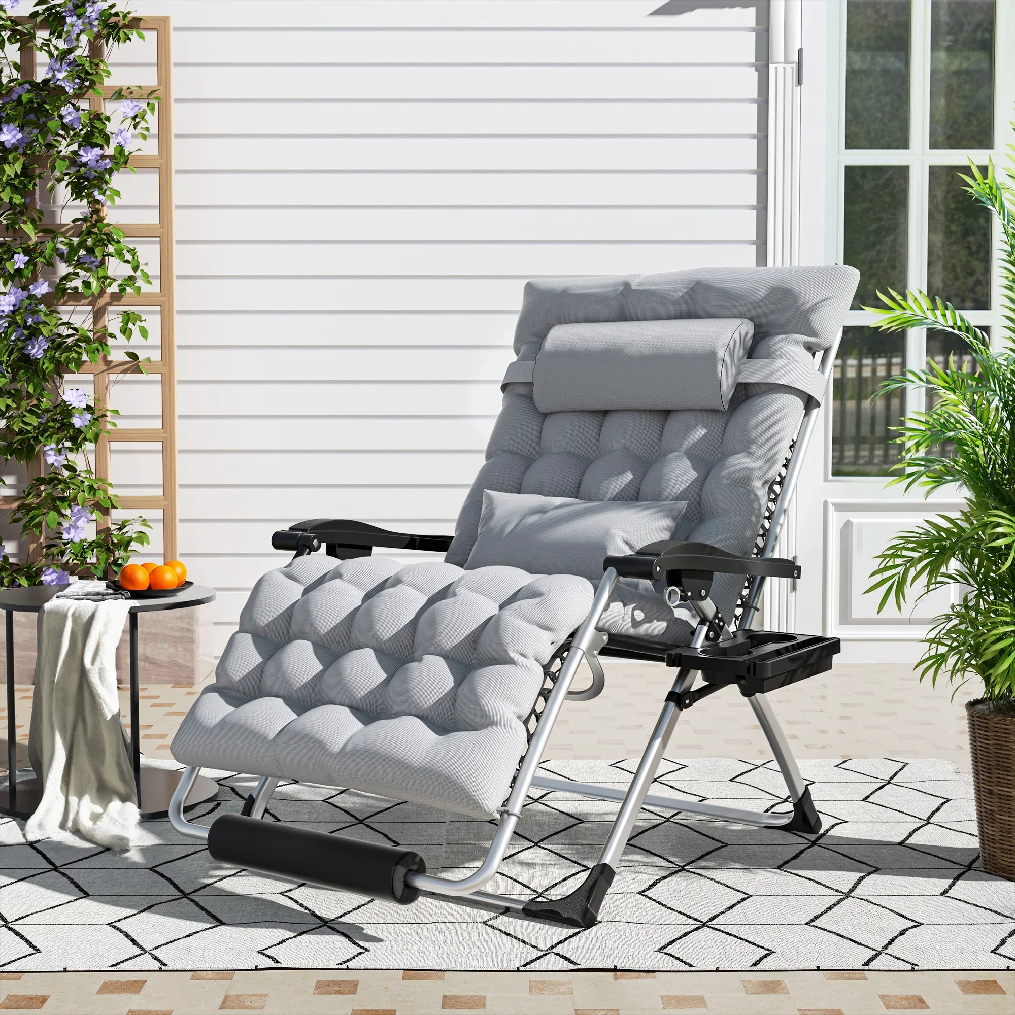 Southern Chic Reclining Outdoor Chair for Seniors – Adjustable Folding Lounger, Holds 500 LB