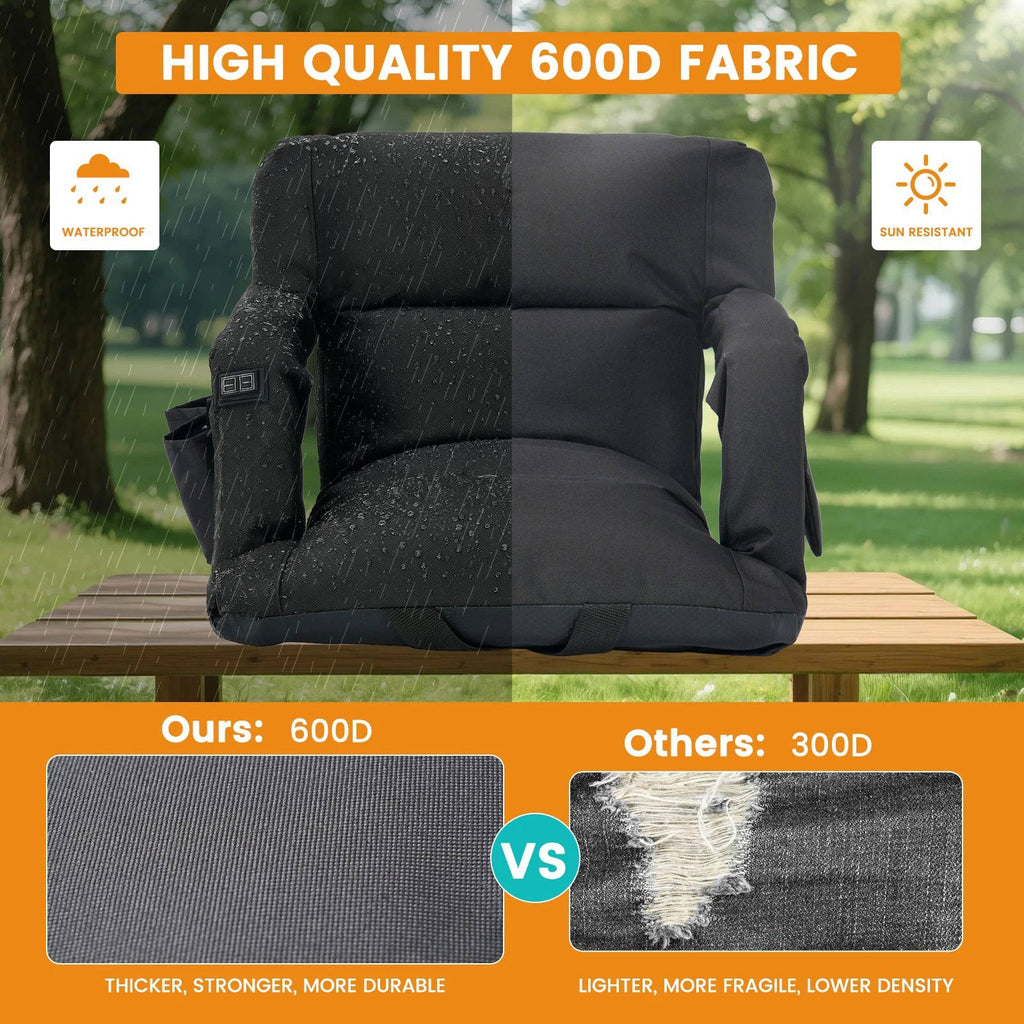 Southern Chic Stadium Seat with Heat & Back Support – Portable Padded Bleacher Cushion Chair