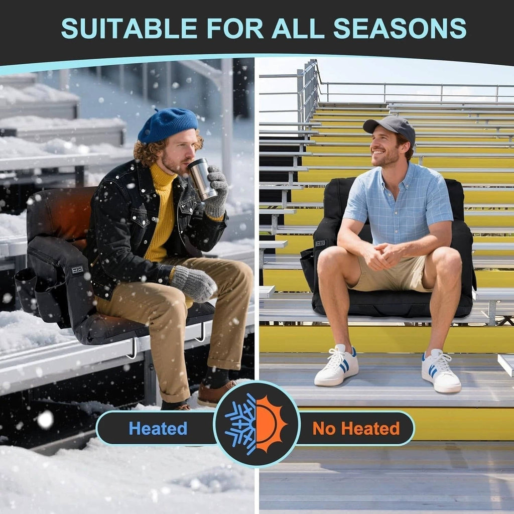 Southern Chic Stadium Seat with Heat & Back Support – Portable Padded Bleacher Cushion Chair