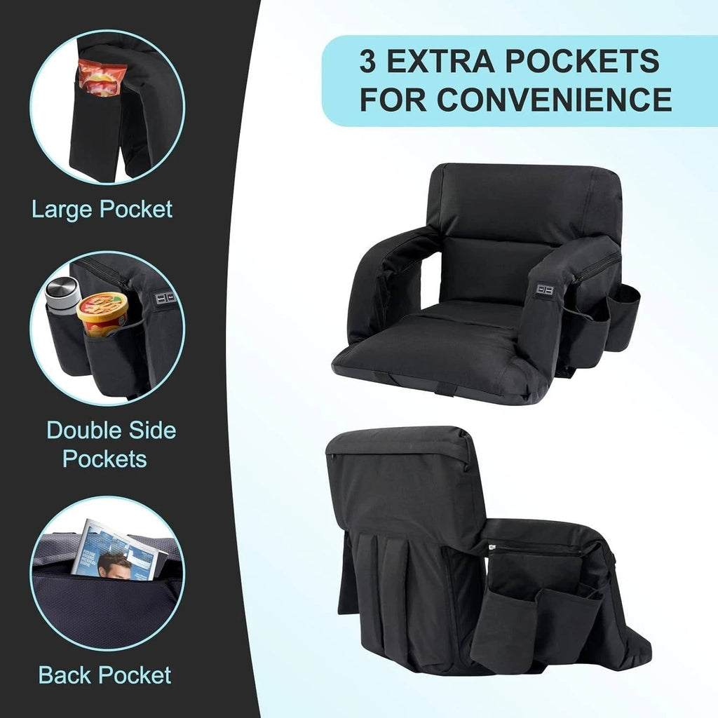 Southern Chic Stadium Seat with Heat & Back Support – Portable Padded Bleacher Cushion Chair