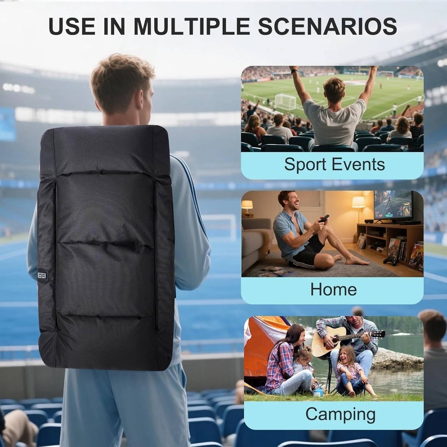 Southern Chic Stadium Seat with Heat & Back Support – Portable Padded Bleacher Cushion Chair