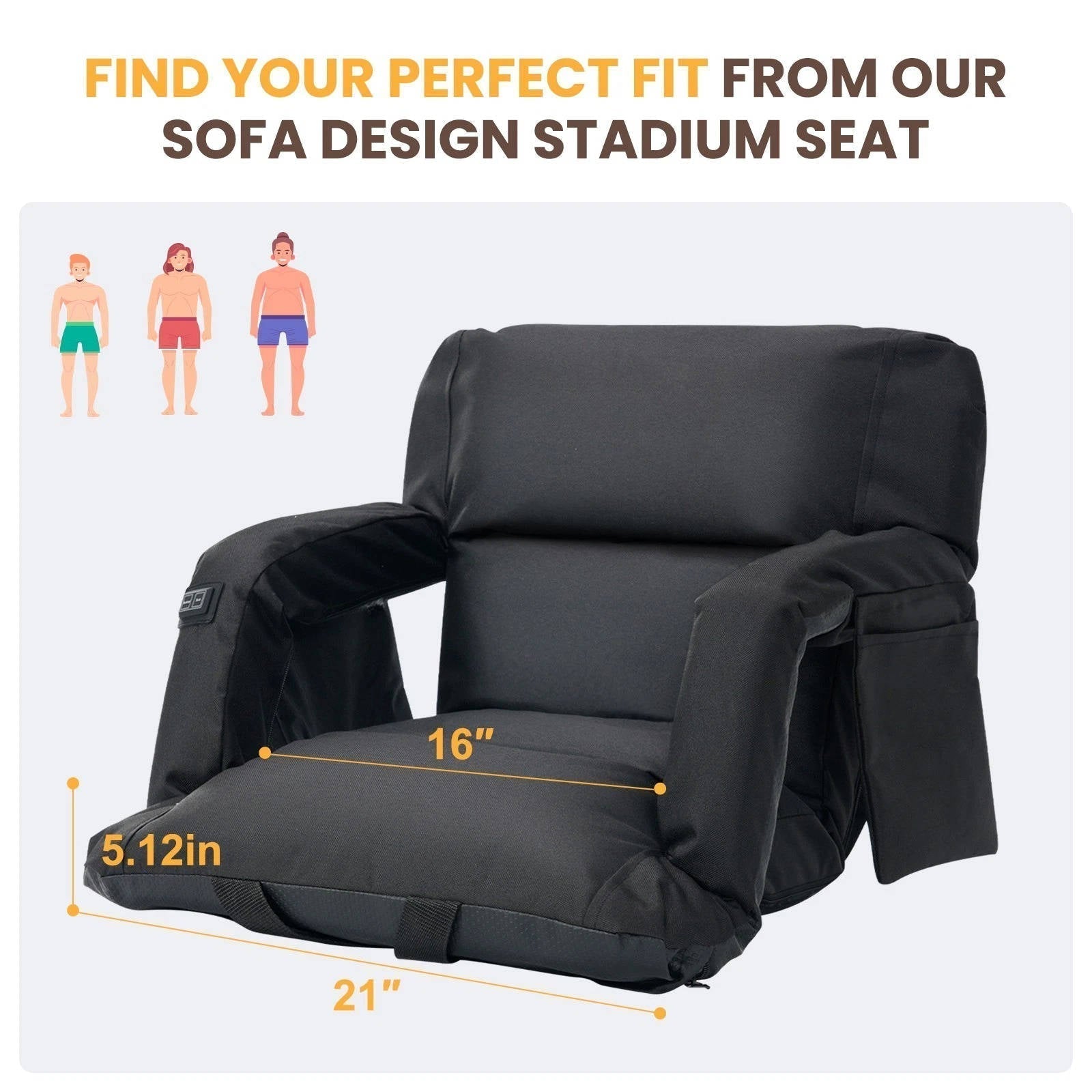 Southern Chic Stadium Seat with Heat & Back Support – Portable Padded Bleacher Cushion Chair