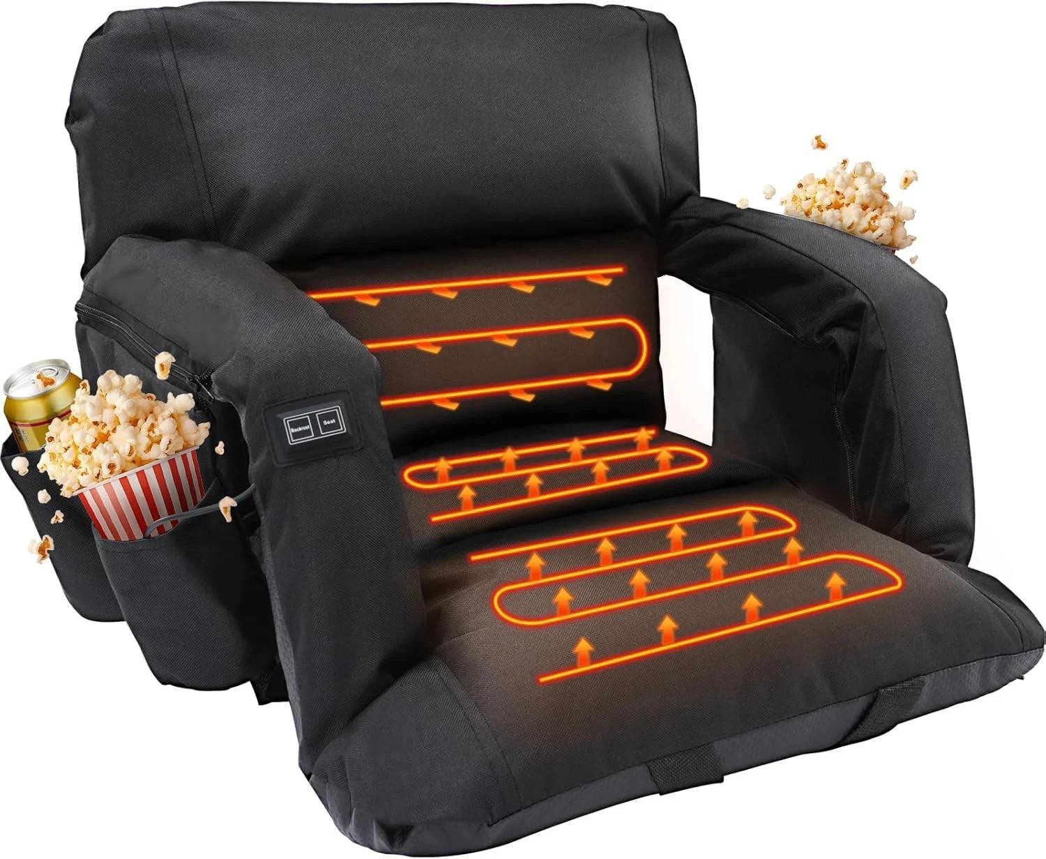 Southern Chic Stadium Seat with Heat & Back Support – Portable Padded Bleacher Cushion Chair