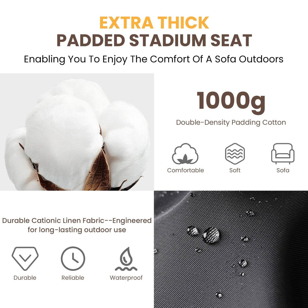 Southern Chic Stadium Seat with Heat & Back Support – Portable Padded Bleacher Cushion Chair