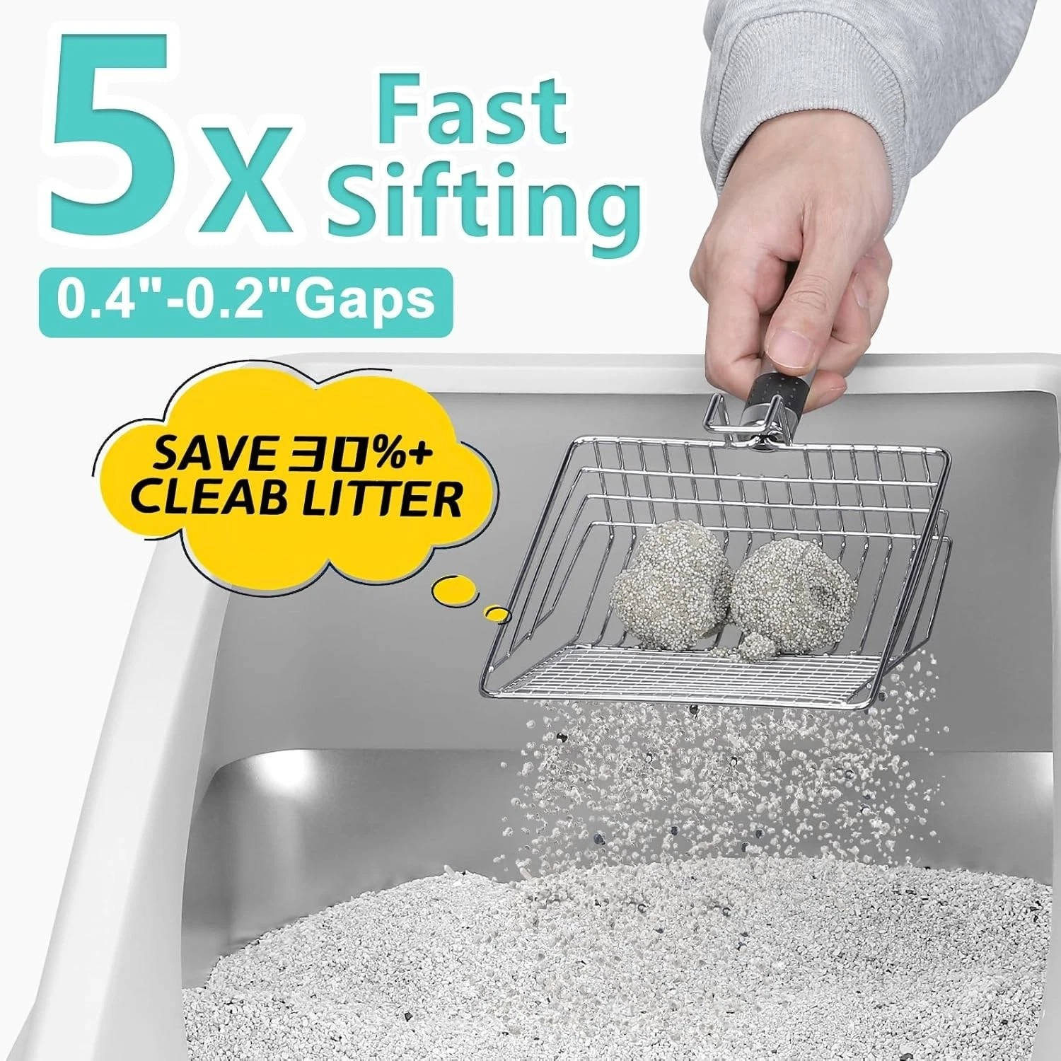 Southern Chic Stainless Steel Cat Litter Box, L Enclosed With Lid, Metal Scoop, Mat Included