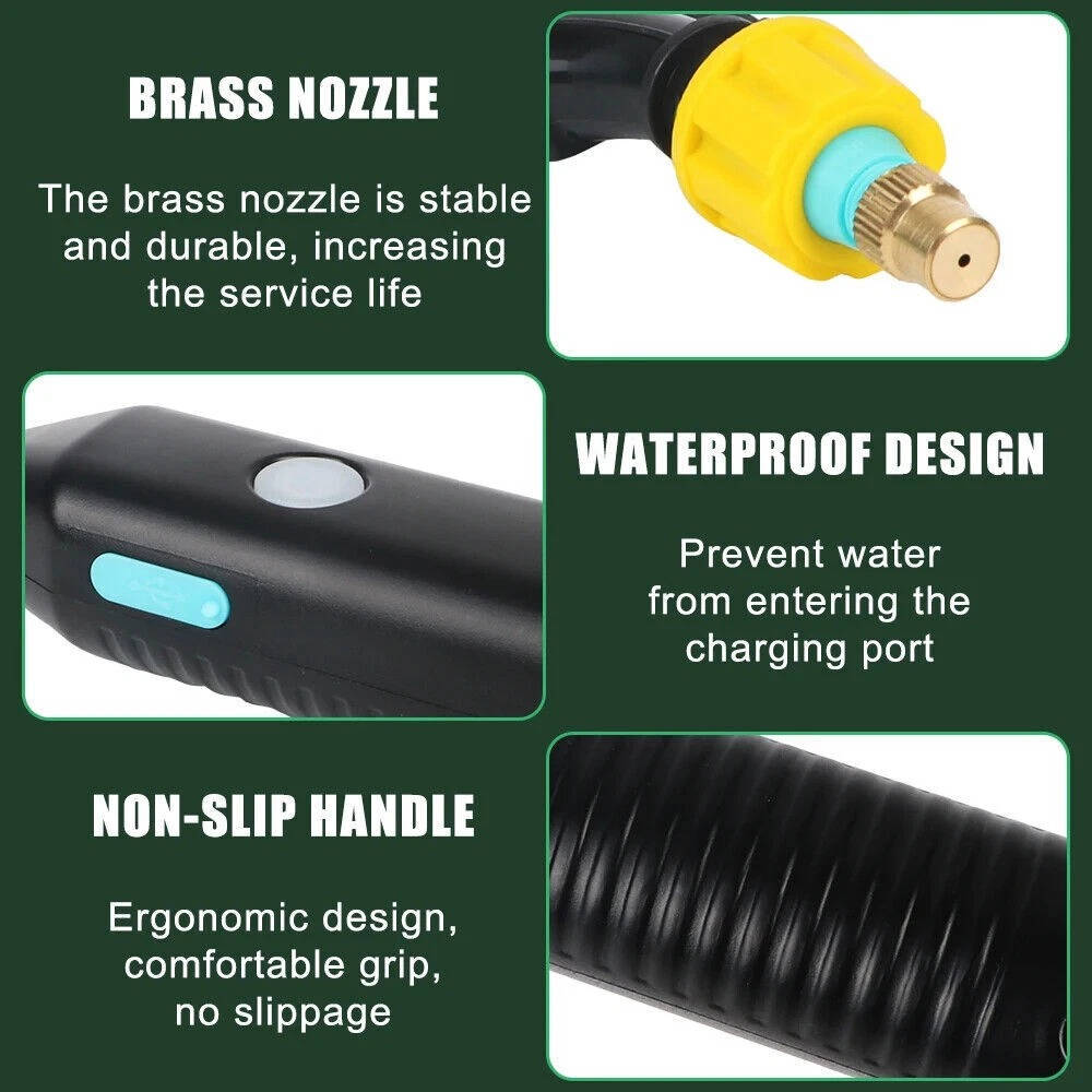 Southern Chic Rechargeable Electric Garden Sprayer 5L, Battery Powered Plant Sprayer with 3 Nozzles