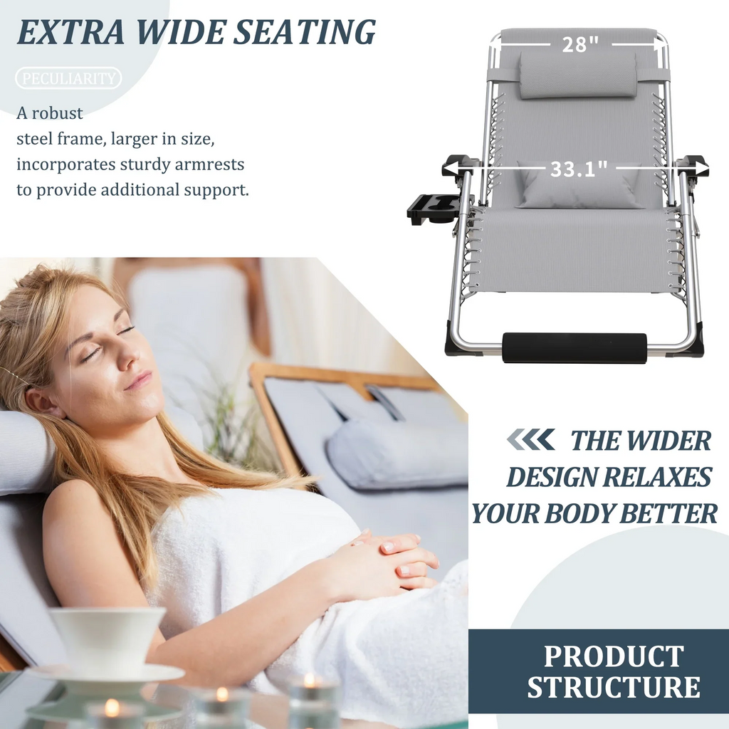 Southern Chic Reclining Outdoor Chair for Seniors – Adjustable Folding Lounger, Holds 500 LB