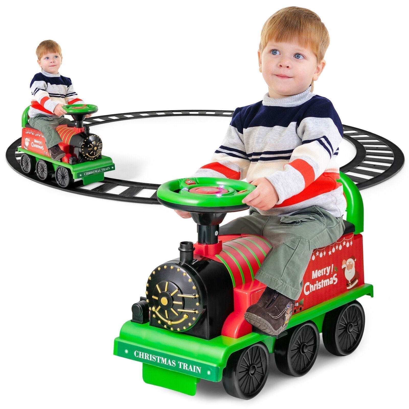 Southern Chic Ride-on | Kid's Rechargeable Ride On Toy Train And Track Set 6V