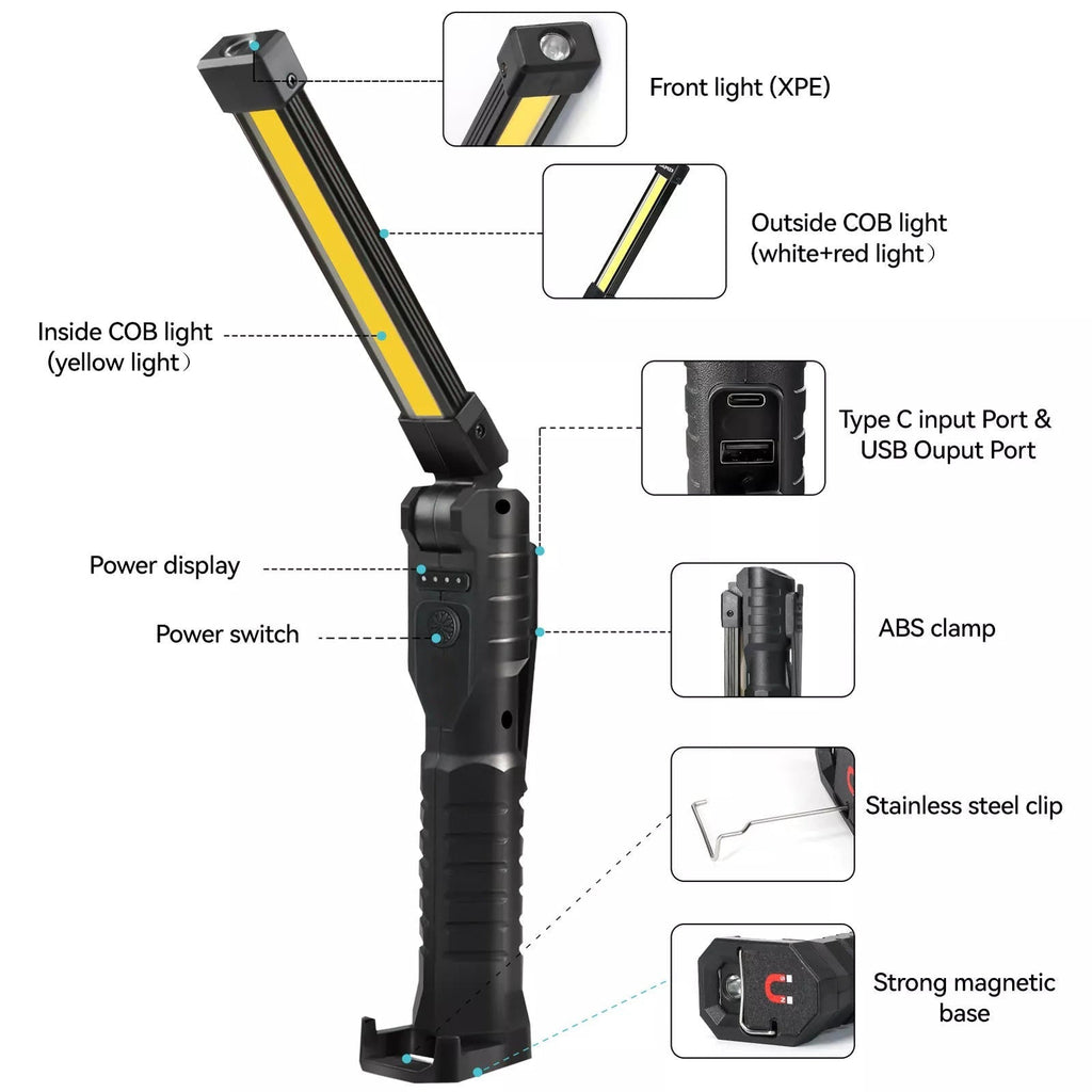 Southern Chic Rechargeable Magnetic Flashlight For Mechanics And Workplace